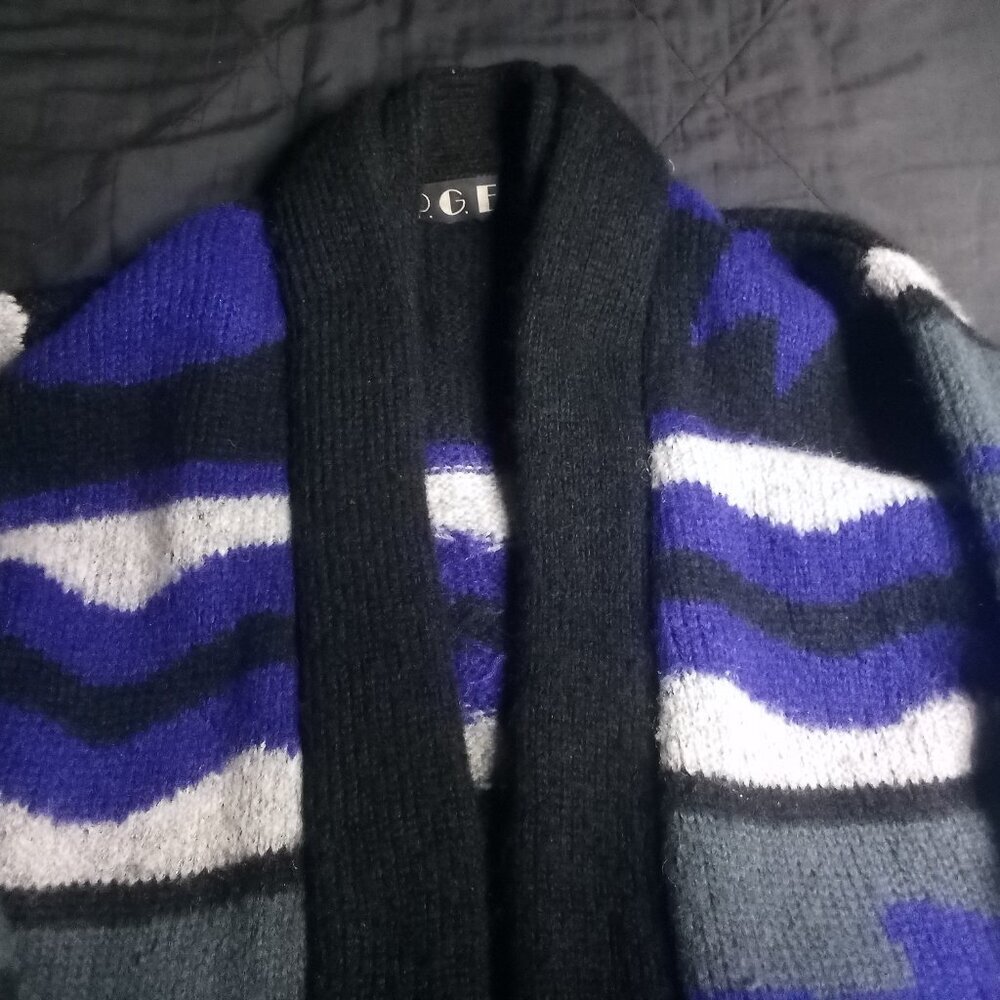 Vintage P.G.E. Abstract Mohair Wool Cardigan Sweater Coat Oversize